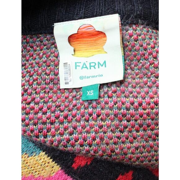 Farm Rio Crazy Mix Strawberry Colorful Fuzzy Long Cardigan Sweater Size XS - Picture 7 of 7